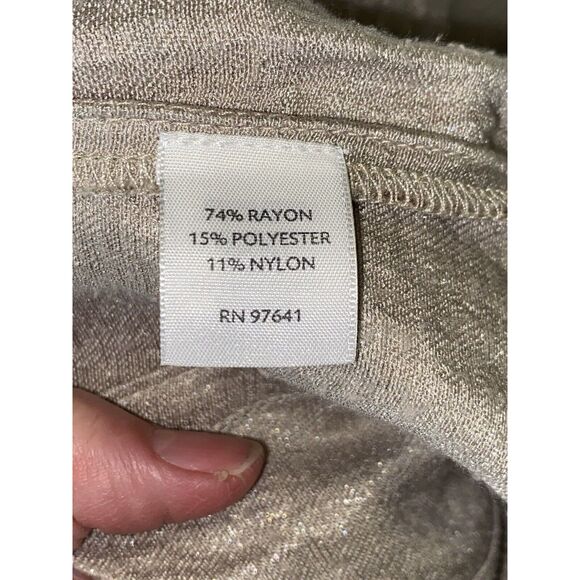 J. JILL Shimmer Pintuck Pleat Skirt A-Line Knee Length Metallic Beige Size 14 - Picture 14 of 16